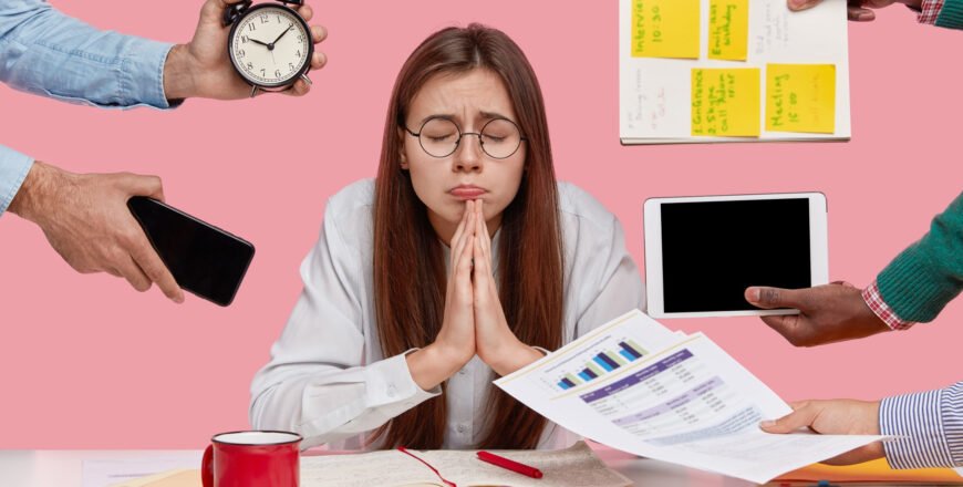 Project Time Management 1 wishful college student keeps hands praying gesture believes good fortune closes eyes prepares task economics asks god dreams come true